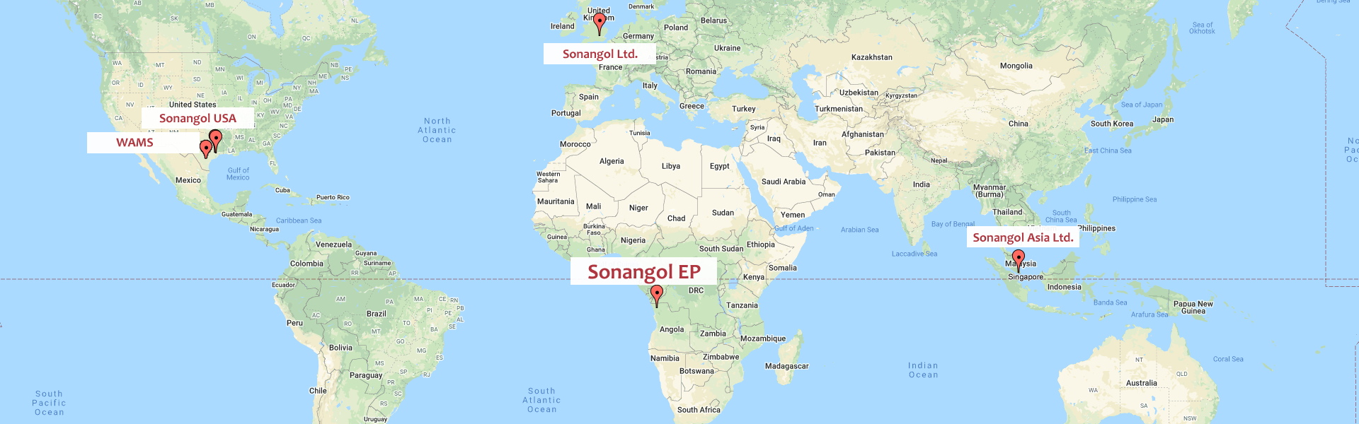 Sonangol EP, Sonangol USA, Sonangol London, Sonangol Singapore